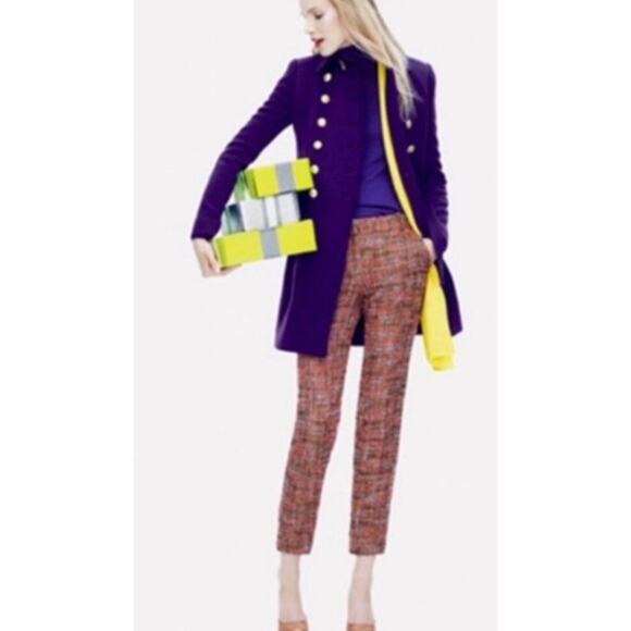 NWT J CREW Pant 2 Cafe Capri Tweed Harvest Wool Blend Ankle Straight Zip Pocket - Picture 1 of 12